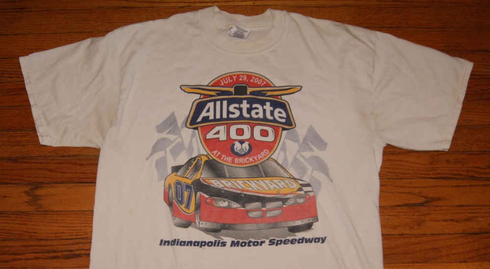 Vintage Y2K 2007 Brickyard Indy NASCAR Allstate 400 AOP Graphic TEE L TShirt